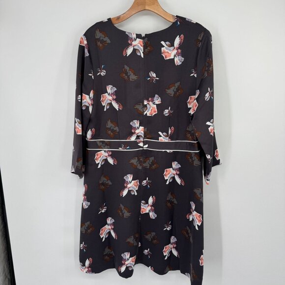 Banana Republic Womens Floral Print Dress Size 14 soft Black Pink - Picture 9 of 14